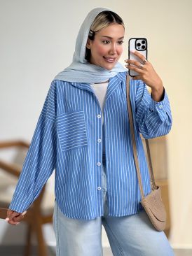 شومیز راه راه پایین هلال کد 21039 